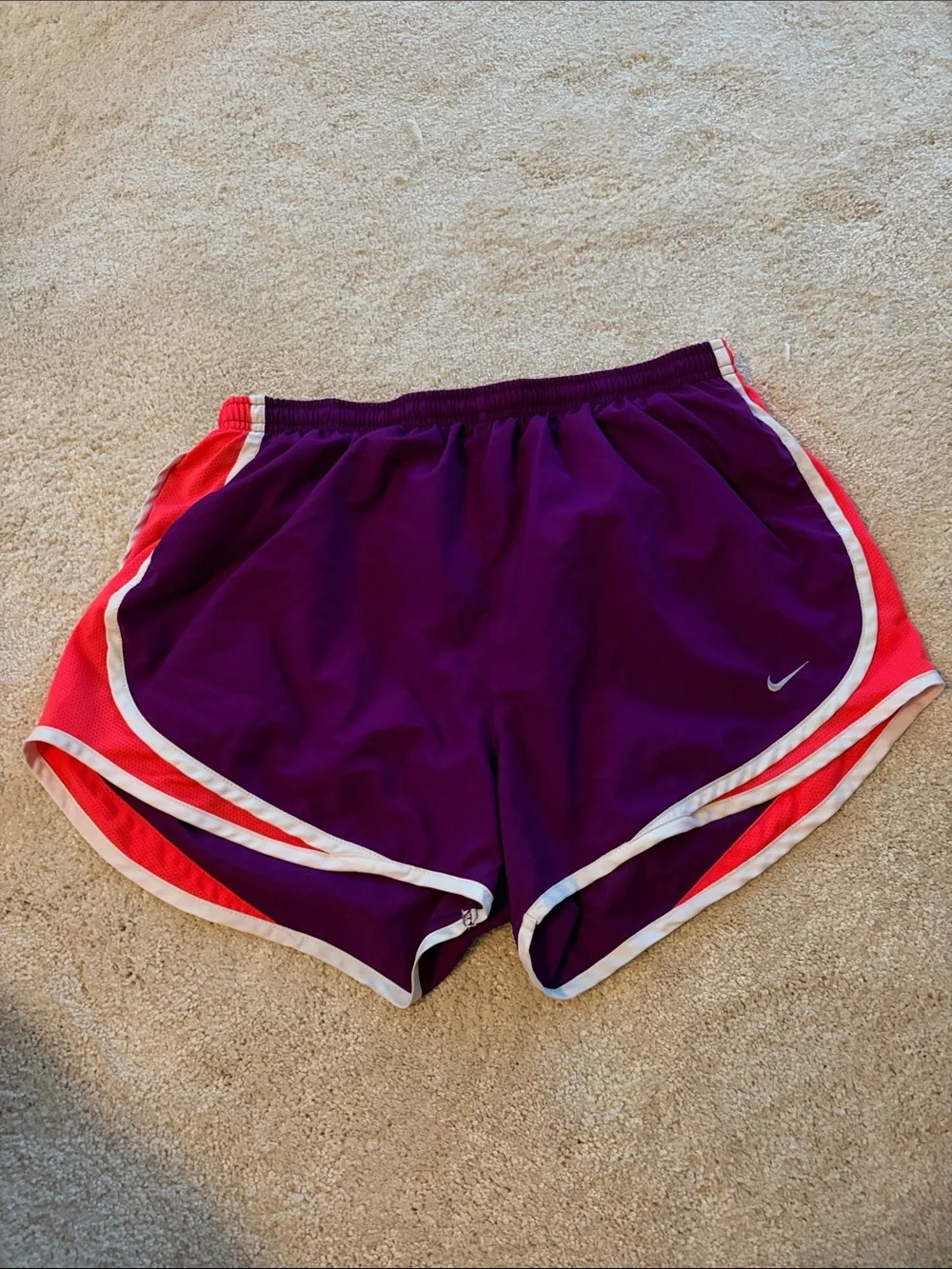 Nike Women's Purple and Pink Running Shorts with White Trim